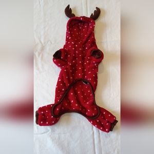LuvGear Dog size S/P Moose costume, red w/ white dots and brown trim